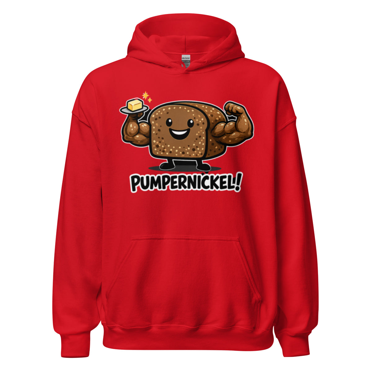 Lustiger Hoodie mit muskulösem Pumpernickel Brot Motiv und Spruch Pumpernickel