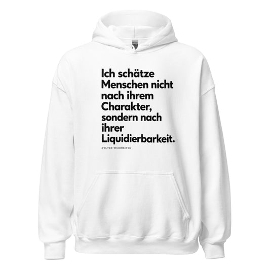 Hoodie mit schwarzem Statement-Spruch aus der Kollektion Sylter Weisheiten