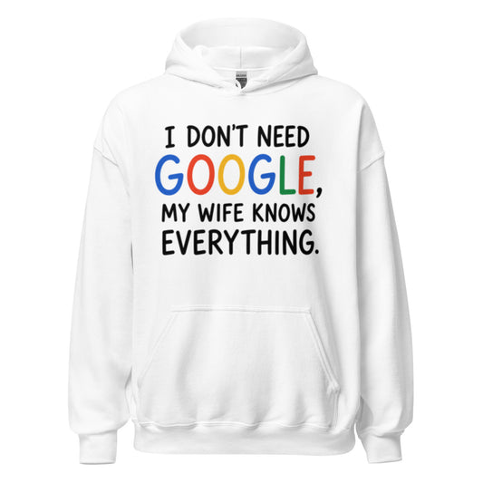 Lustiger Hoodie mit dem Spruch I Don't Need Google My Wife Knows Everything