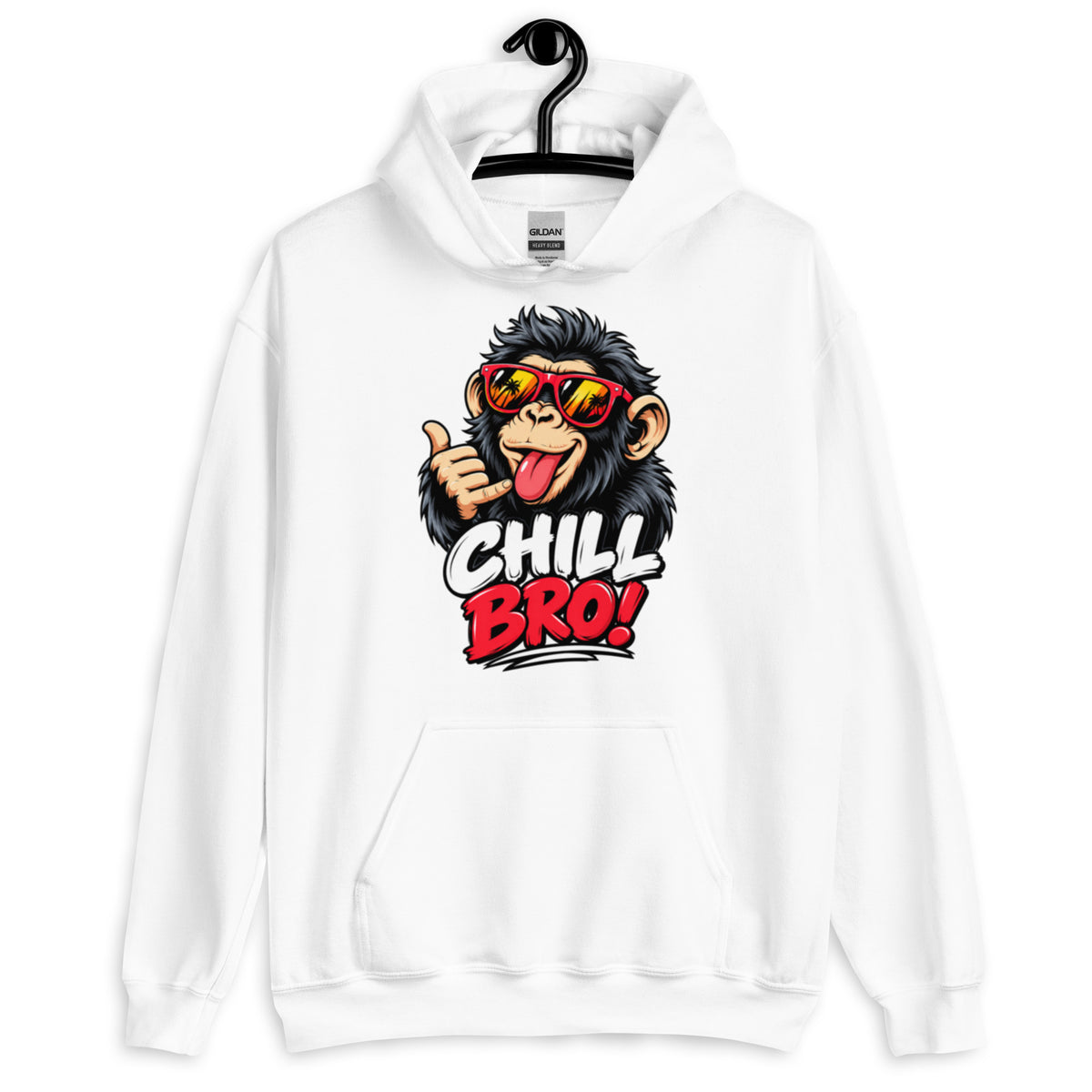 Lustiger Hoodie mit CHILL BRO Spruch und coolem Affen-Motiv