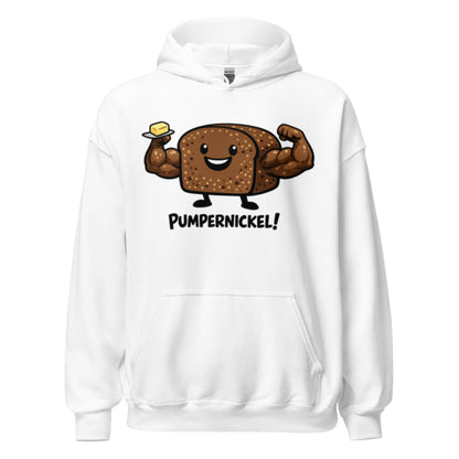 Lustiger Hoodie mit muskulösem Pumpernickel Brot Motiv und Spruch Pumpernickel