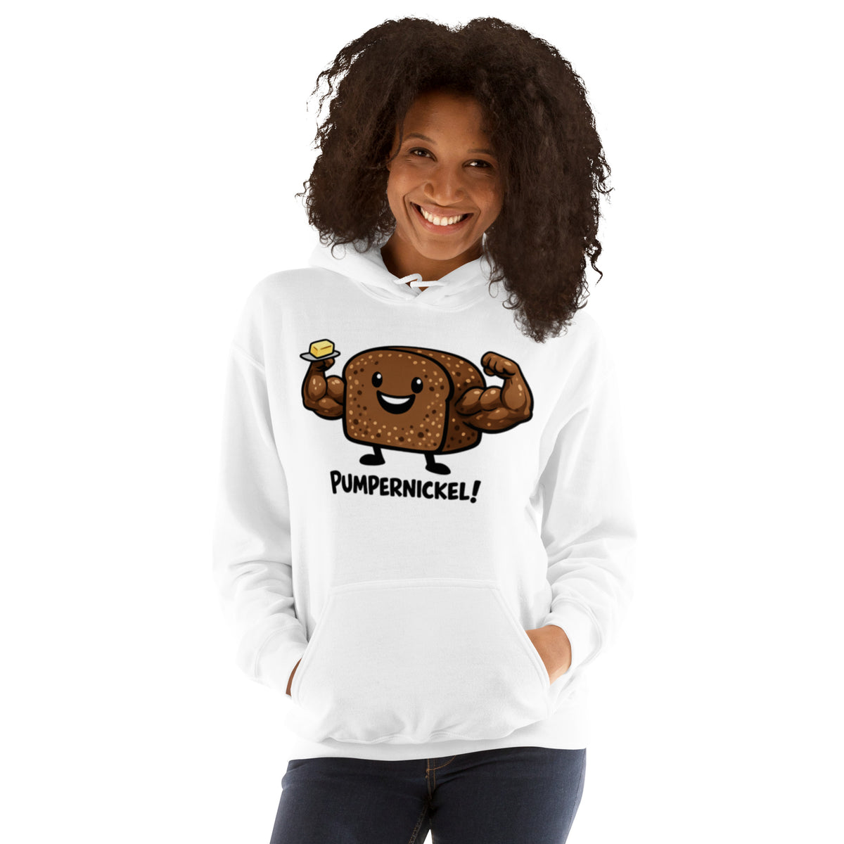 Lustiger Hoodie mit muskulösem Pumpernickel Brot Motiv und Spruch Pumpernickel