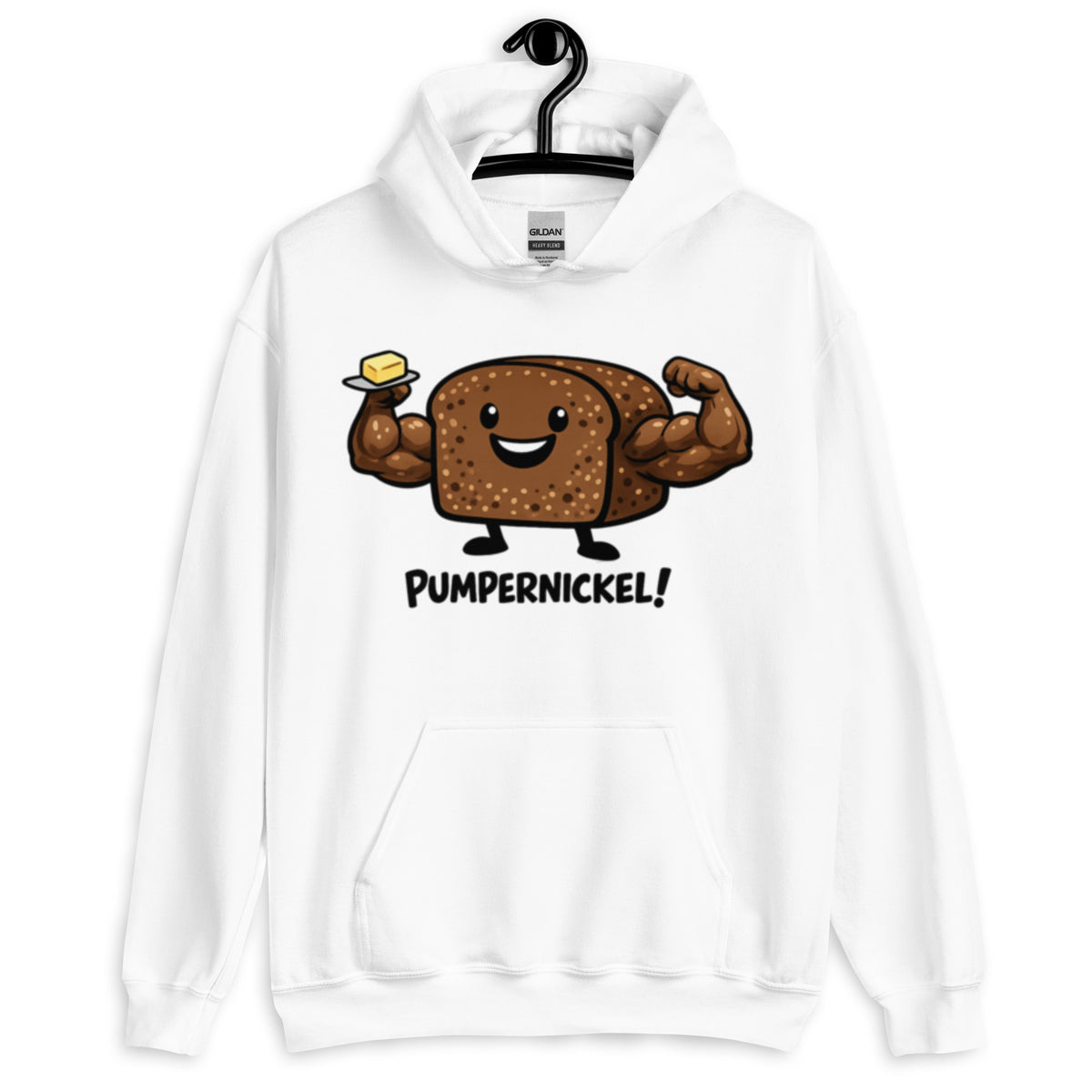 Lustiger Hoodie mit muskulösem Pumpernickel Brot Motiv und Spruch Pumpernickel