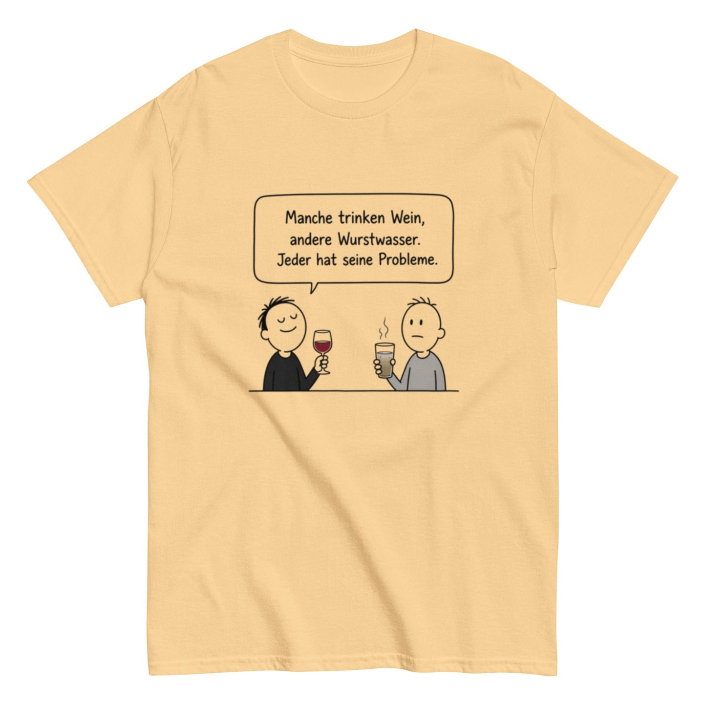 WEIN UND WURSTWASSER - Lustiges Herren T-Shirt - SprücheKüche - Druckfrisch & frech
