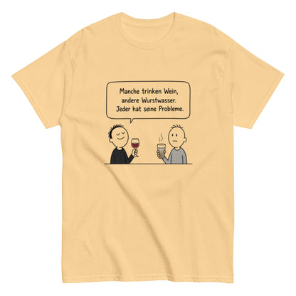 WEIN UND WURSTWASSER - Lustiges Herren T-Shirt - SprücheKüche - Druckfrisch & frech