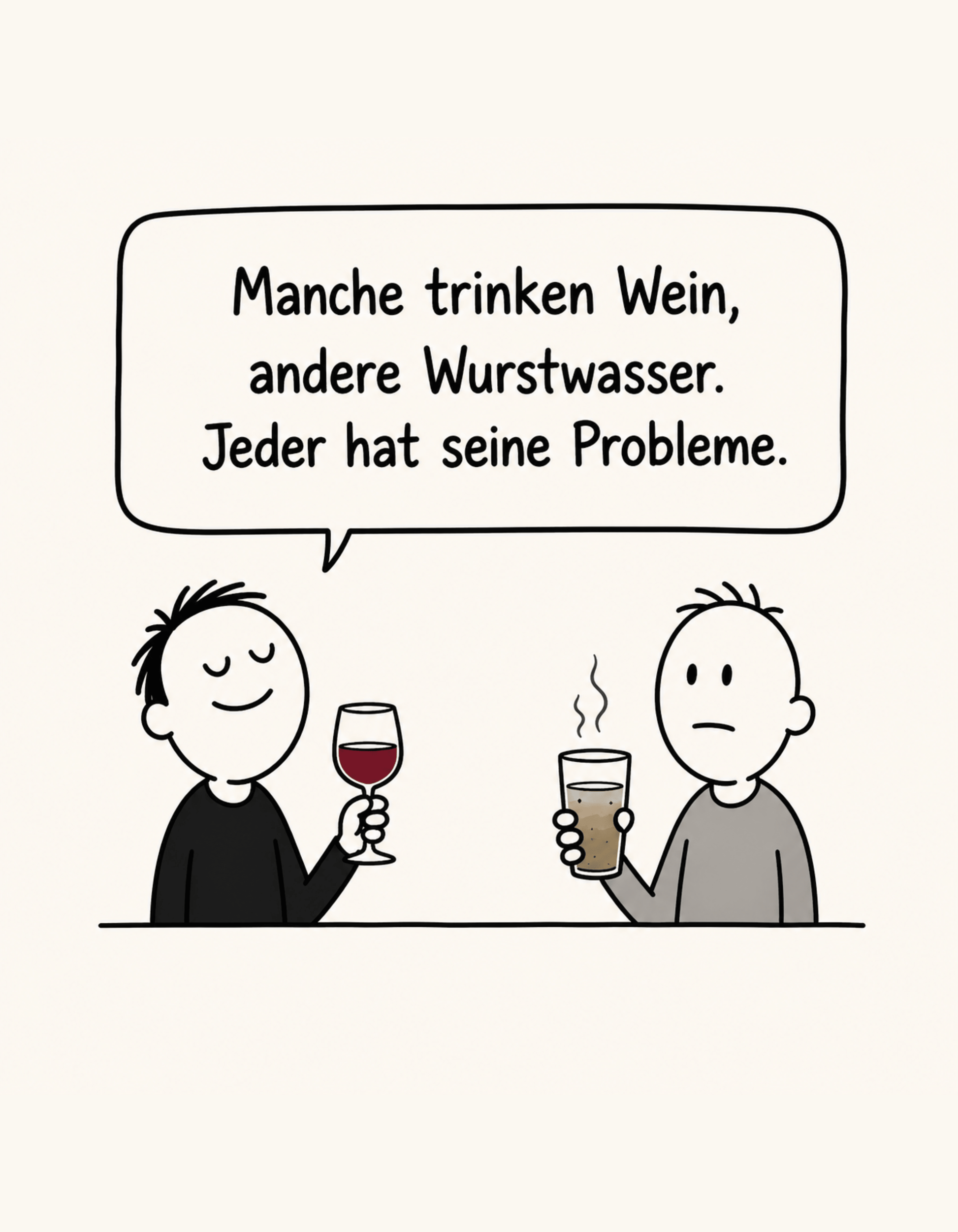 Wein / Wurstwasser - Lustiges T-Shirt, Meme Shirt, Geschenkidee, Herren, Frauen, Unisex T-Shirt - SprücheKüche - Druckfrisch & frech