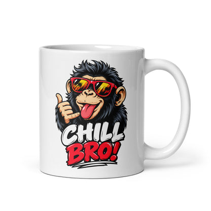 Lustige Tasse mit CHILL BRO Spruch und coolem Affen-Motiv