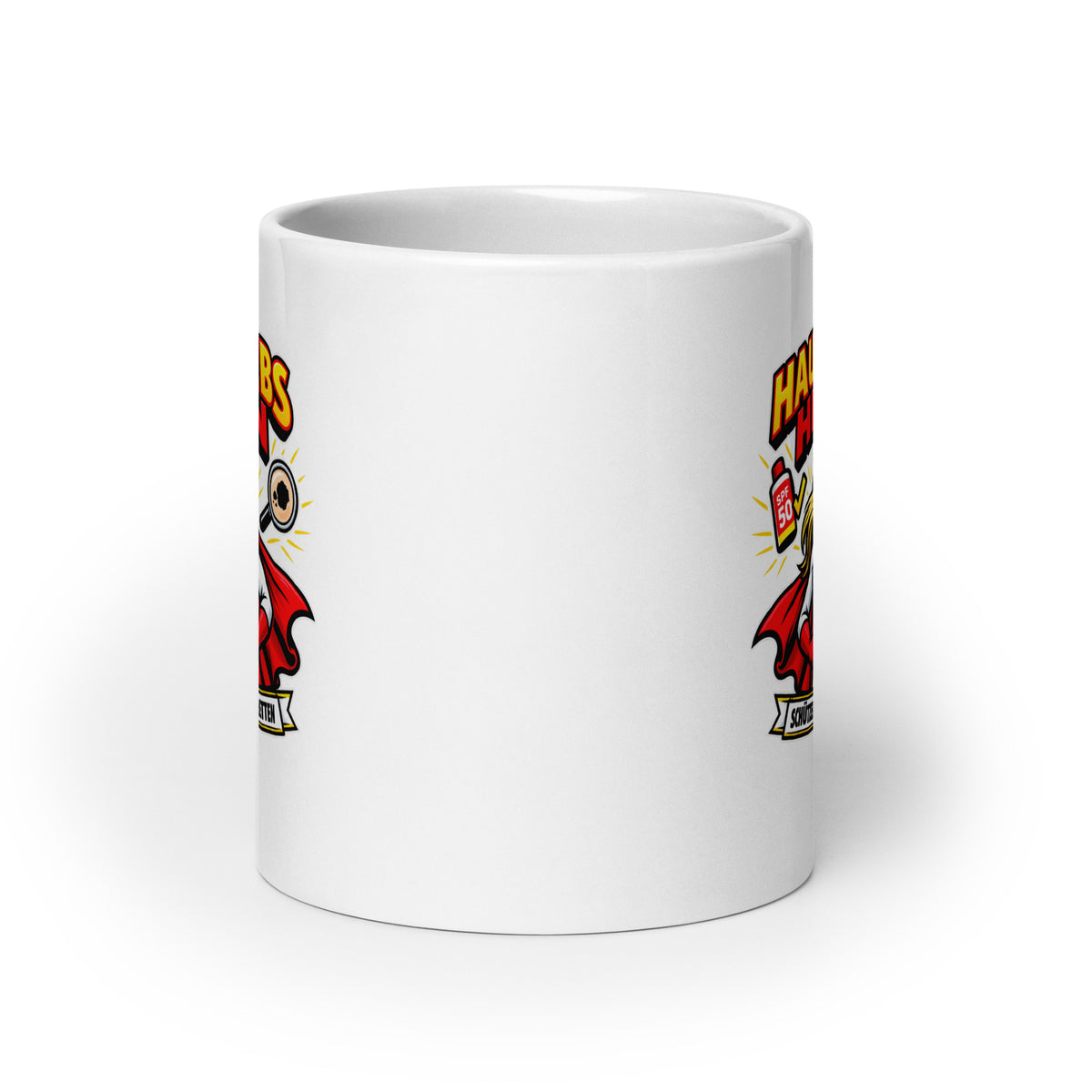 Hautkrebs Heldin Tasse mit Superheldinnen-Motiv und SPF 50 für Hautärztinnen und Dermatologinnen